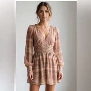 House of Harlow 1960 Mini Dress Paisley Gold Thread Flowy Sleeve Woman Large